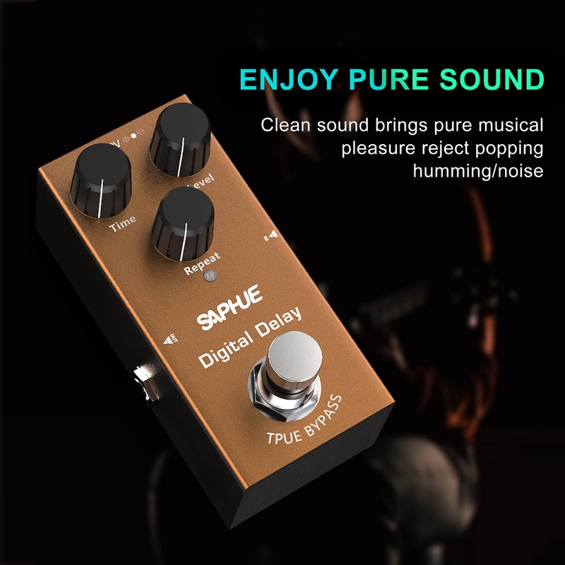 SAPHUE Digital Delay Guitar Effects Pedal Effect Pedals Time/Level/Repeat Knob with Steel Metal Shell Mini Single Type Dc 9V with True Bypass Switch for Multi Electric Guitar Kit - Image 3
